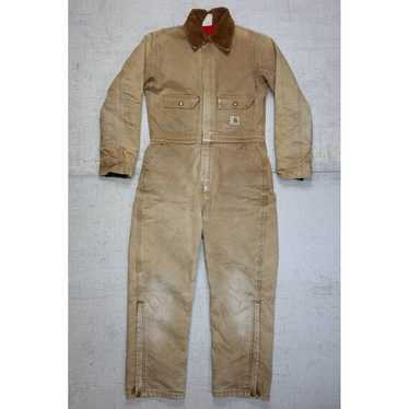 Vintage Carhartt Overalls Mens 42x30 Tan Union Made 80s 90s
