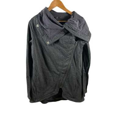 LULULEMON SAVASANA WRAP 6 HEATHERED GRAY BLACK JACKET SNAPS