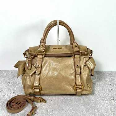 Authentic Miu Miu y2k Boston bag Hand tote Leather ribbon