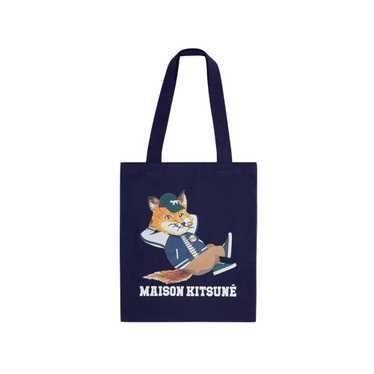 ☆人気☆【MAISON KITSUNE】☆Tricolor Fox Tote Ba.g Navy☆ Maison Kitsuné: Blue Tricolor Fox Tote Bag | influenceu