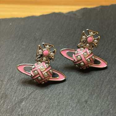 【VIVIENNE WESTWOOD】 BERNARDINA EARRINGS : MILKY PINK CZ vivienne-westwood-Platinum-