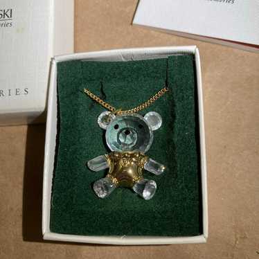★SWAROVSKI★ Teddy Green Gold Tone Crystal Pearl Necklace 5 Teddy pendant, Bear, Green, Gold-tone plated | Swarovski