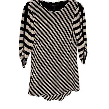 Bcbg Maxazria Black And White Striped 100 % Silk B