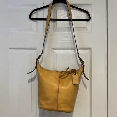 COACH Leather Bucket Bag Bleeker Orange Brown Duffle