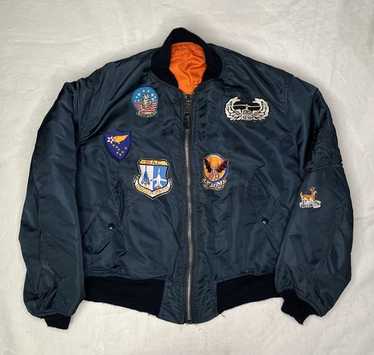 Alpha industries/Vintage MA-1 縦ステッチ Navy VTG USAF Alpha Industries MA-1 Bomber Jacket Mens Small US