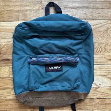 【USA製】Eastpak Backpack Suede Bottom Vintage Rare Eastpak Backpack Green Suede Leather Bottom