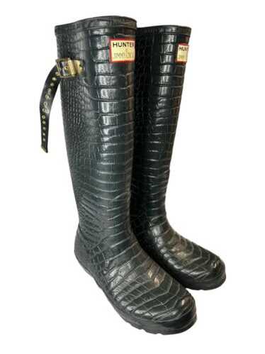 EUC JIMMY CHOO x HUNTER weathered gray croc Rain Boots Sz 5