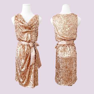 Cache Y2k Sequin Champagne Drape Gown Size 6 Vint… - image 1
