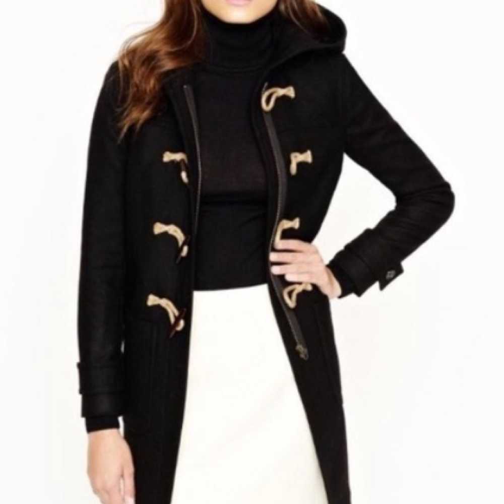 J. Crew Melton Wool Duffle Toggl Coat. Black wool. Wooden