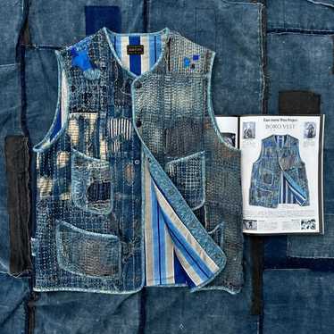 希少 KAPITAL 6oz Denim Quilt SAMU Vest Kapital 6oz Denim Quilt SAMU Vest (Cat Embroidery) - Pro