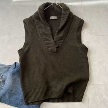 MARGARET HOWELL - 値下げ☆shawl collar vest Dark navy wool English Rib Shawl Collar Waistcoat | Margaret