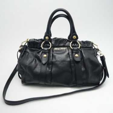 Miu Miu VITELLO LUX 2way Handbag Shoulder bag Leather Yellow