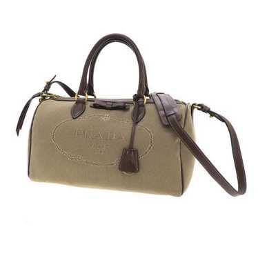 バッグ PRADA BOSTON CANVAS LEATHER HAND BAG PRADA Boston Bag Handbag Canvas Leather Padlock Red Brown