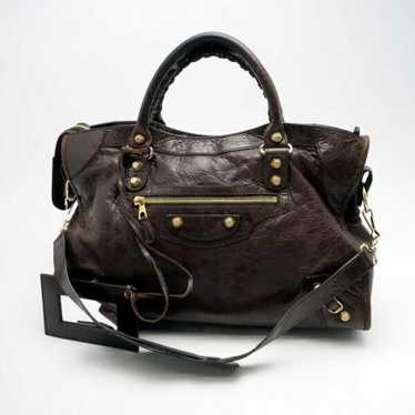 美品　BALENCIAGA Giant City 2way 281770 Bag BALENCIAGA Giant City 2-Way Handbag Shoulder bag Red Leather