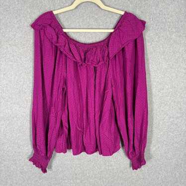 Knox Rose Blouse Small Smocked Fuchsia Puff Peasan