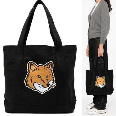 ☆【MAISON KITSUNE】☆Frenchie Dressed Fox Tote Bag Win.e☆ Maison Kitsune Unisex Dressed Fox Tote Bag Wine Lees