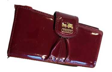 COACH Patent Chain Wallet Burgundy | eBay