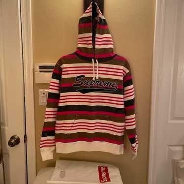 トップス supreme18AWText Stripe Hooded Sweatshirt Supreme Text Stripe Zip Up Hooded Sweatshirt Black Men's