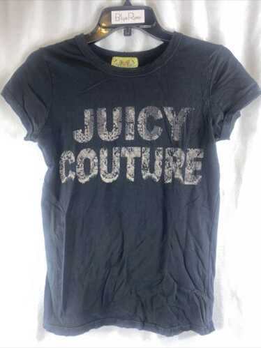 JUICY COUTURE★EmbroideryLogo T-shirt JC192 Juicy Couture Girls Black T-shirt With Lettuce Edge And Pink
