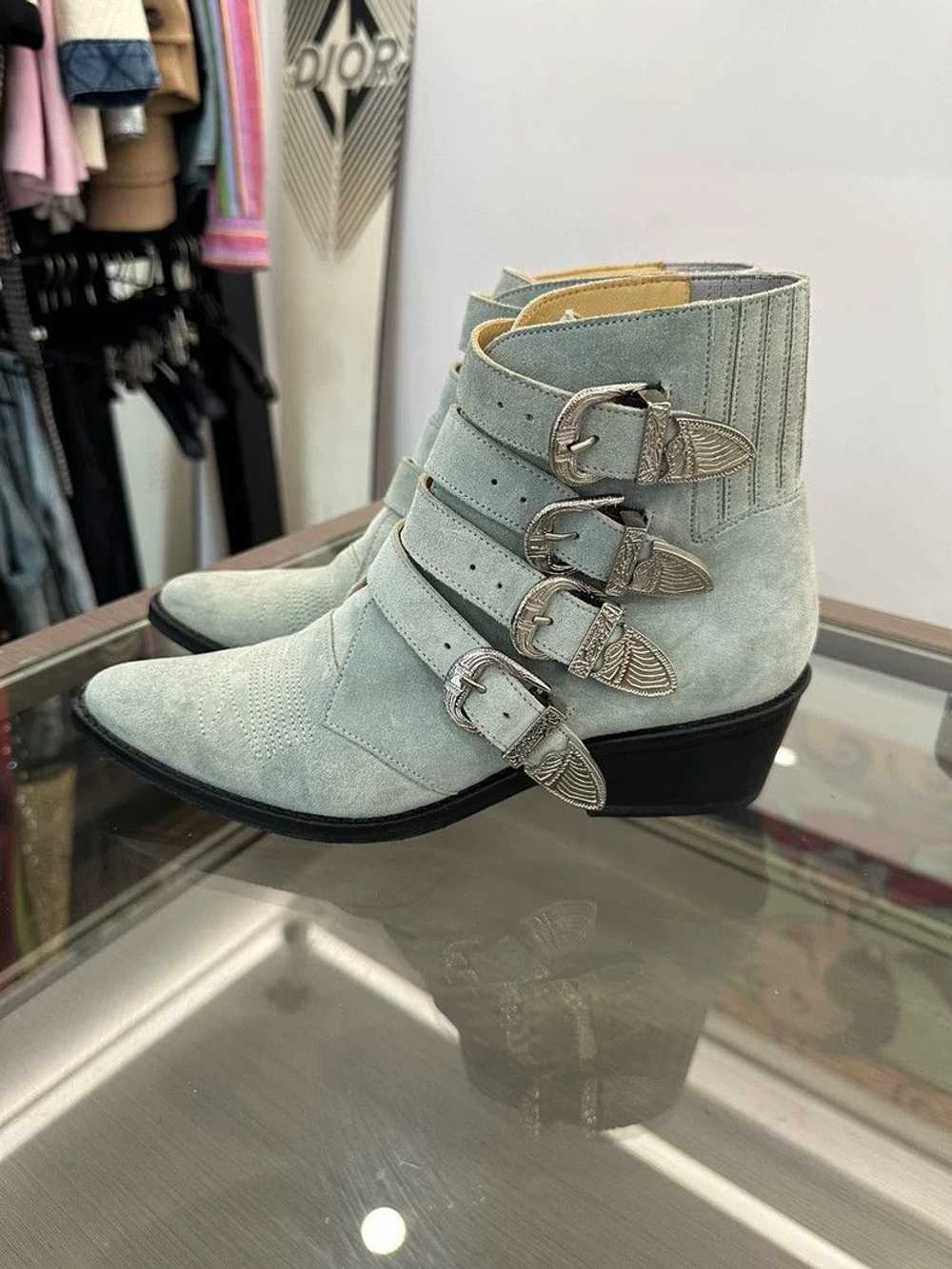 Comme des Garcons Toga Pulla Green Ankle Boots with Silver