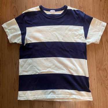 Butcher products BORDER TEE Navy x White
