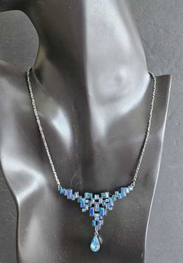 B998/GIVENCHY/シルバーx紺青/クリスタルY字ネックレス B998/GIVENCHY/シルバーx紺青/クリスタルY字ネックレス