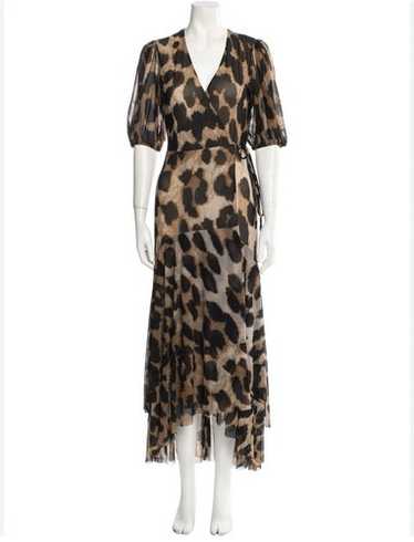 ワンピース GANNI LEOPARD PRINT LONG DRESS Leopard Leopard Cotton Poplin V-neck Maxi Dress | GANNI CA
