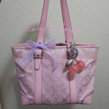 バッグ Coach Tote Bag Signature Canvas pink y2k Coach Tote Bag Signature Canvas pink y2k