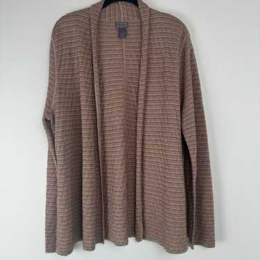 Sigrid Olsen Open Cardigan Size Large Micro Strip… - image 1