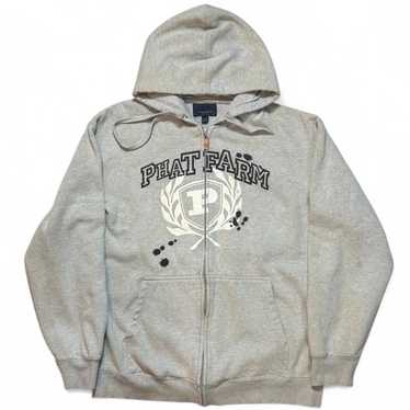 PHAT FARM クリーム色 ジップアップパーカー XXXL Mens XXL Phat Farm Hoodie Sweatshirt Beige Embroidered Zipup