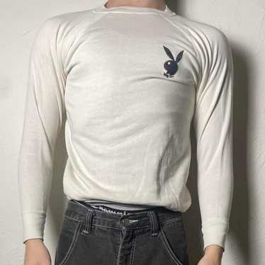 80s PLAYBOY半袖 スウェット コットンポリフロッキー グレー Lサイズ 20210612-9572-cu8lsw.jpg