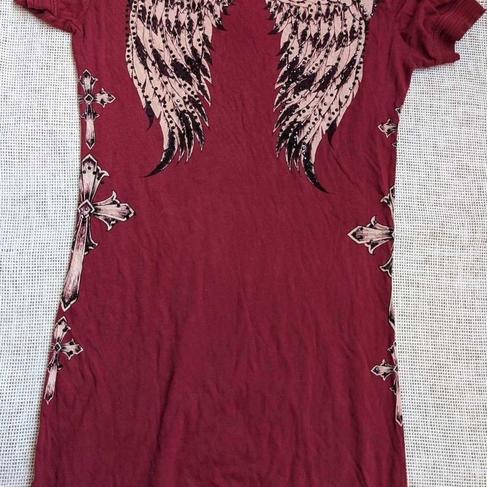 Y2K Vintage Affliction Crash & Burn Angel Wings T-Shirt Dress