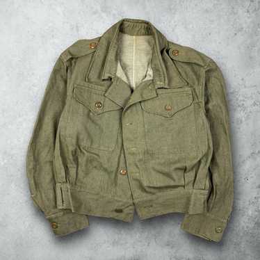 ジャケット・アウター 50s BritishArmy GreenDenim BD Jacket Vintage British Army Green Denim Battledress Blouse Jacket