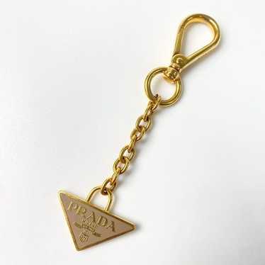PRADA 三角形キーチェーン 大人気ギフト】PRADA◇メタル キーチェーン キーホルダー ロゴ