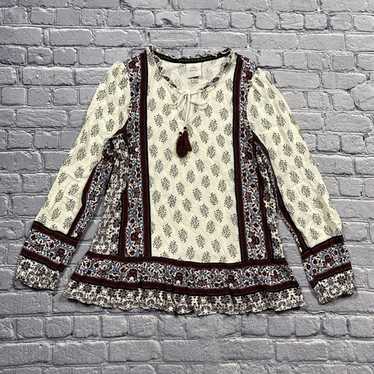 Knox Rose Women's Top M Ivory Floral Colorful Peas