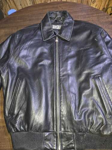 Budweiser ブラックレザージャケット Vintage Excelled All Black Leather Budweiser Nascar Jacket