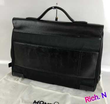 【美品✨】MONTBLANC ビジネスバッグ ダブルガセット レザー 黒 A4 MONT BLANC モンブラン ビジネス バッグ グレインレザー