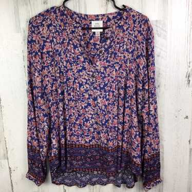 Knox Rose Floral Boho Peasant Long Sleeve Blouse S