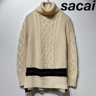 トップス Sacai Twisted Cable High Neck Pullover Men's Half Zip High Neck Sweater Thick Cable Knit Fall