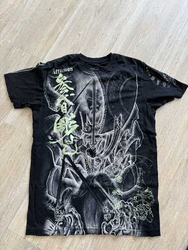 3代目彫よし Affliction 和彫りグラフィック ダメージTシャツ 3代目彫よし Affliction 和彫りグラフィック ダメージTシャツ