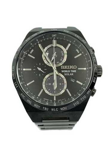 SEIKO WORLD TIME SOLAR ブラック　V195 Seiko World Time V195-0AE0 Stainless Steel Date Box Solar