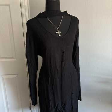 Distressed Knit Dress - Gem