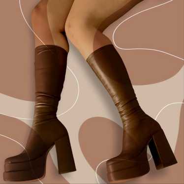 【インパクト大】Steve Madden CYPRESS ロングブーツ CYPRESS Black Women's Platform Vegan Leather Boots – Steve