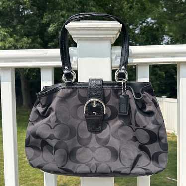 ハンドバッグ COACH Soho Signature Multi Carryall F20583 NWT Coach SOHO Signature Metallic Carryall Purse Bag Ivory