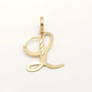 14k Gold Letter Initial L Script Cursive Charm Pe… - image 1
