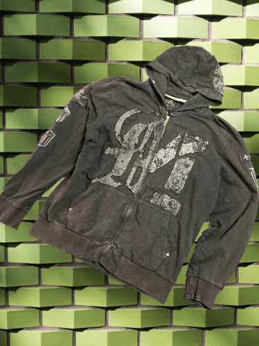 echo unltd ハーフジップ　アウター　vintage Vintage Ecko Unltd All-over Print Zip-up Hoodie | Depop
