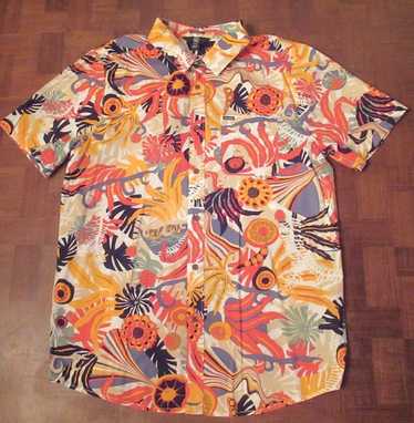 Volcom abstract psychedelic floral button-front H… - image 1