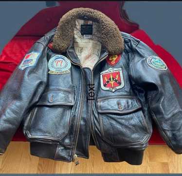 ジャケット・アウター AVIREX TOP GUN U.S. NAVY VINTAGE AVIREX Men's Sz M G-1 Leather Patches Bomber Jacket