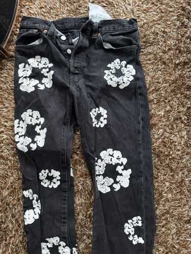 送料込*Levi's×DenimTears*フラワーギンガムプリントラグランT LEVI'S 90s ジャミロクワイ ラグラン ロンT ナス紺 両面プリント