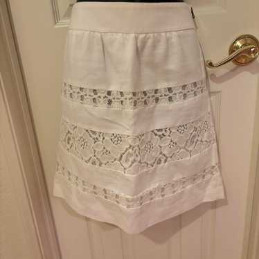 LOFT Women's Skirt - White - 2 – White lined lace… - image 1